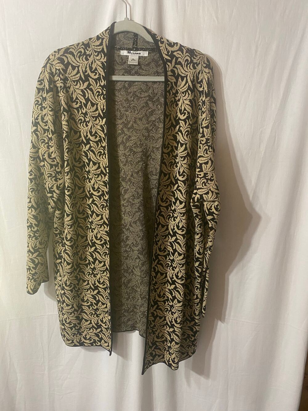 Vintage Nygard Collection Gold Metallic Thread & Black Sweater Jacket XL